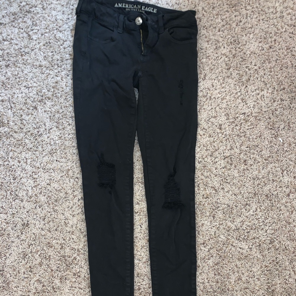 american eagle black distressed jeans